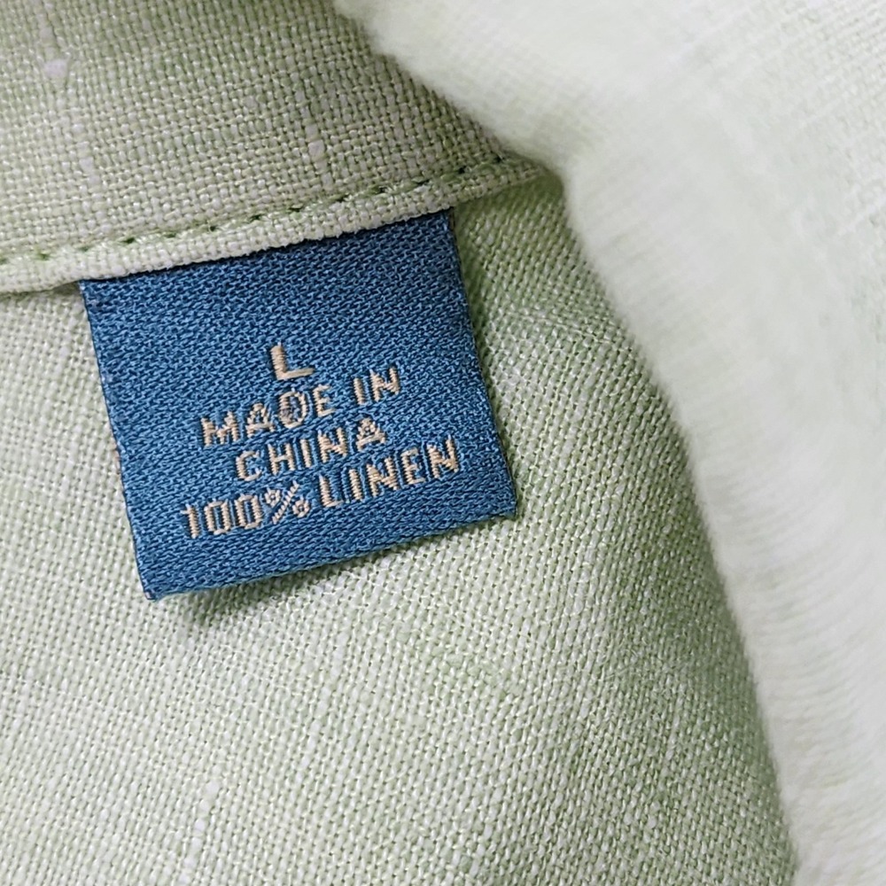 Tommy Bahama Linen Camp Shirt Mens Large Light Green Short Sleeve Hawaiian - Picture 6 of 7